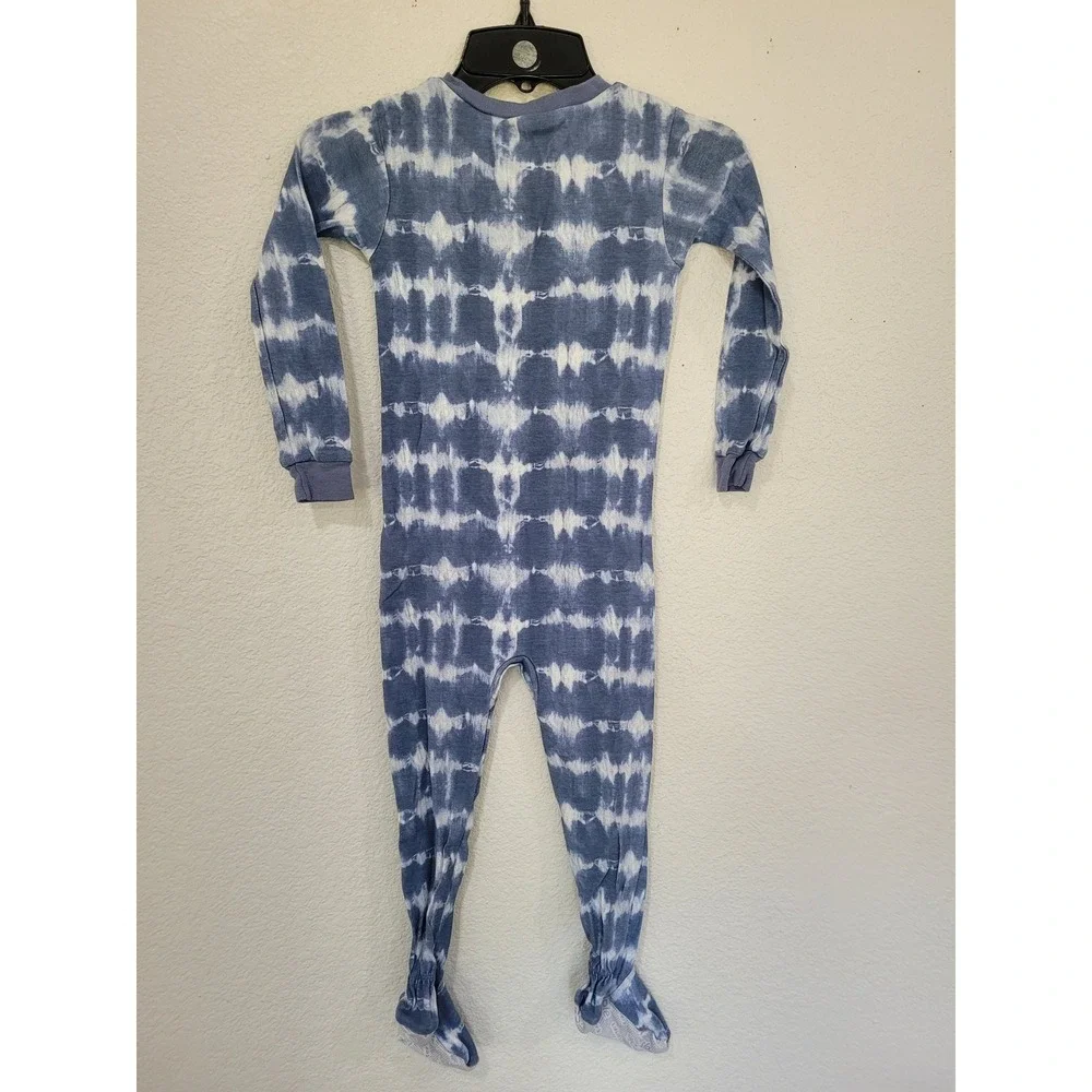 Carters Boys 4T Blue Tie Dye Dinosaur Footed Pajamas Zip Up Snug Fit #9